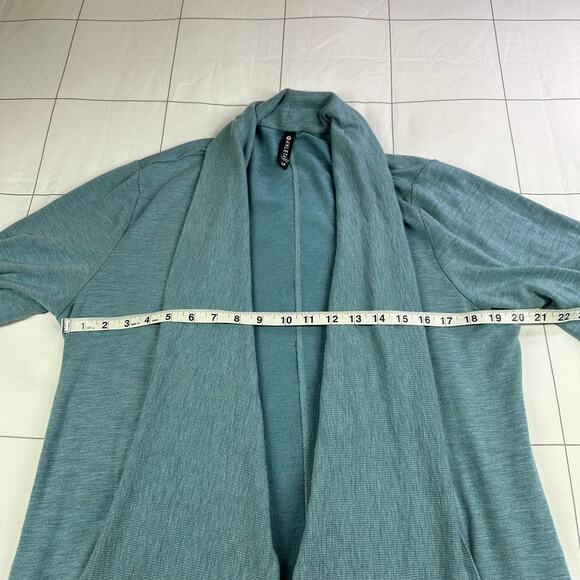 Athleta Sweater Womens Large Petite Blue Green Pranayama Restore Wrap Open Yoga - Picture 7 of 8